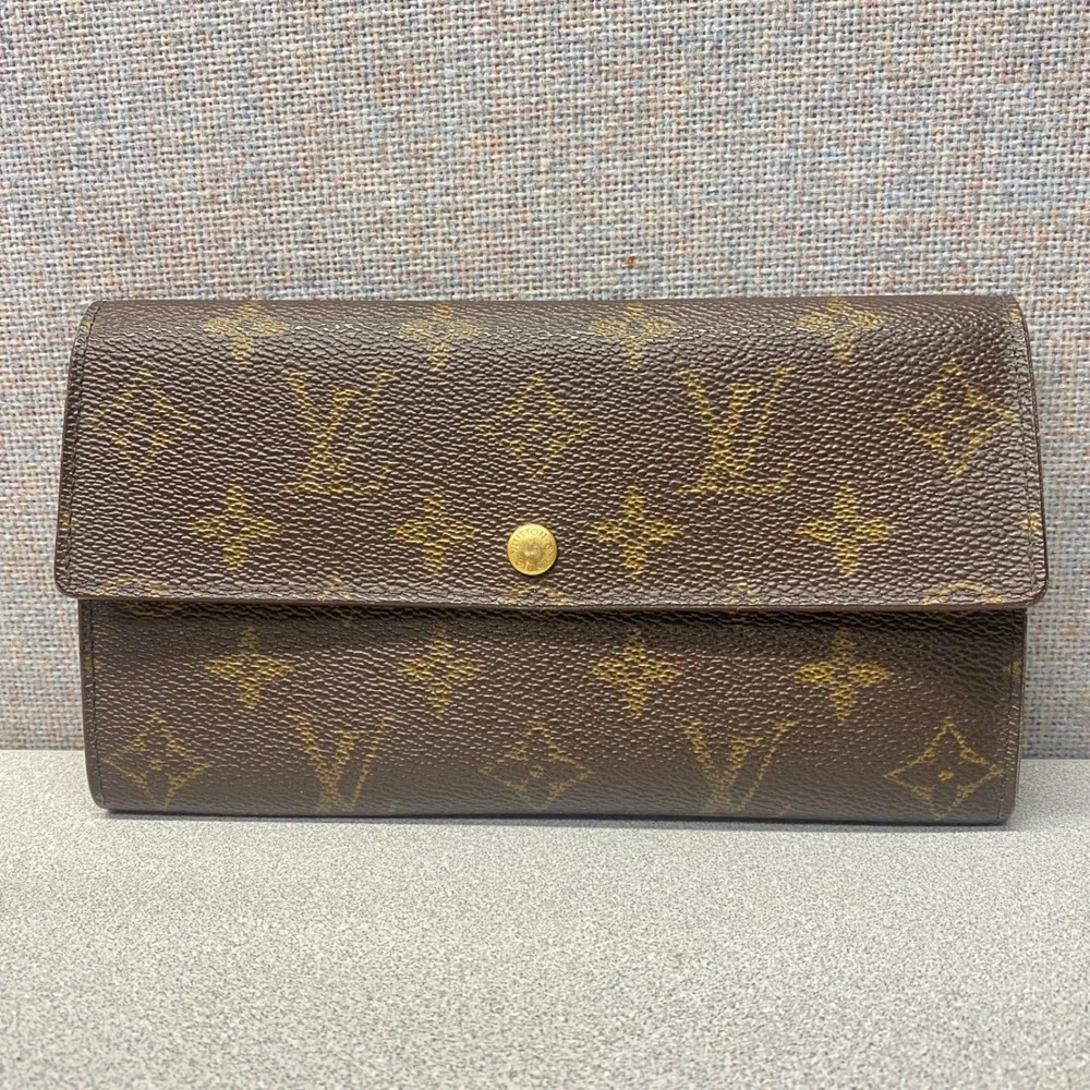 Auth Louis Vuitton Monogram Canvas Trifold Wallet Made in‎ France TH0090 Vintage